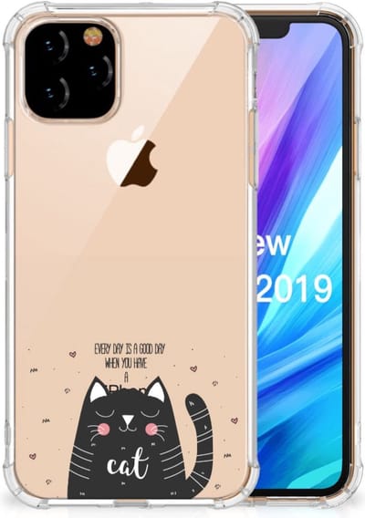 Apple iPhone 11 Pro Stevig Bumper Hoesje Cat Good Day