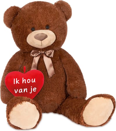 BRUBAKER XXL Teddybeer 100 cm - Zacht Speelgoed Knuffel - Bruin Met hart "Ik hou van je" - Cadeau - Moederdag Cadeautje
