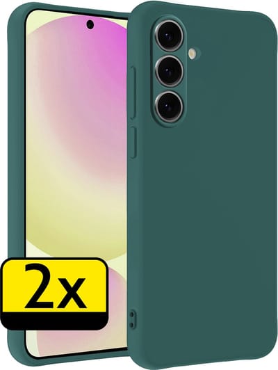 Hoesje - 2 Stuks - Geschikt voor Samsung Galaxy S24 FE - Sterk & Shockproof - Case Siliconen - Back Cover - Telefoon Hoes - Telefoonhoesjes - Donkergroen
