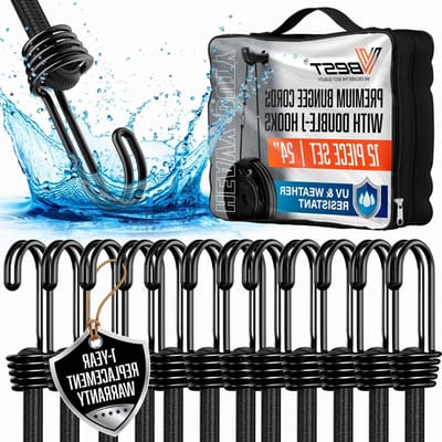 Bungeekoord Set - Elastische Koorden - Ladingen Vastzetten - UV Weerbestendig - 12 Delig 2 Voet - Zwart