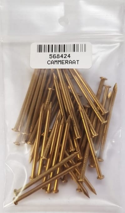 Messing nagel – spijker – bolkop – 2,1x40 mm – decoratief bevestigingsmateriaal – 50 gram