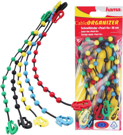 5x Pearl Fix kabelbinders, snelbinders, 36 cm, gekleurd
