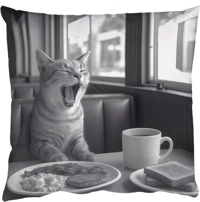 Sierkussens - Kussentjes Woonkamer - 50x50 cm - Kat - Koffie - Brood - Zwart