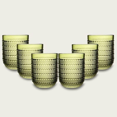 Arca SERENITY DUE Water/Drinkglas 250ml, groen, set van 6 stuks, verpakt in een giftbox