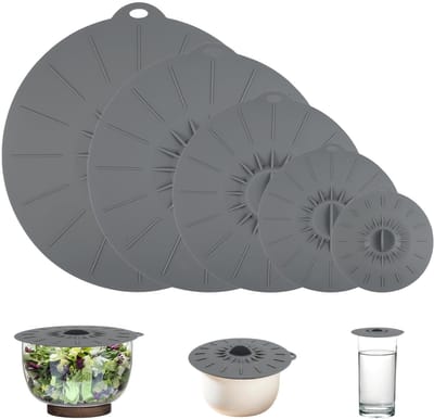JHUBERS- Siliconen Deksels - 5 Stuks - Rekbaar - Waterdicht - Hittebestendig - Airtight - Voor Schalen/Jars/Platen/Cups - Voedseldeksels