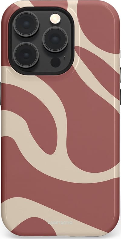 Casetastic Hoesje Geschikt voor Apple iPhone 15 Pro Magsafe - Stijlvolle Beschermende Duo-layer Case - Terracotta Mediterranee Golven