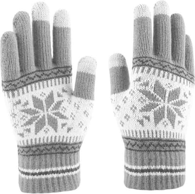 Touchscreen Winter Handschoenen I Wanten I Touch Tip Gloves I Scandinavisch Patroon I Uniseks I One Size I Grijs