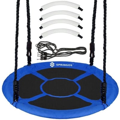 Springos Nestschommel | Kinderschommel | Ø110 CM | Max 150 KG | Blauw / Zwart