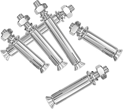 Dailygoods- Expansiebouten M6 x 80 mm - 10 Stuks - Roestvrij Staal 304 - Zeskant Hulsankers - Hulsdiameter 10 mm - Hulslengte 55 mm - Keilbouten