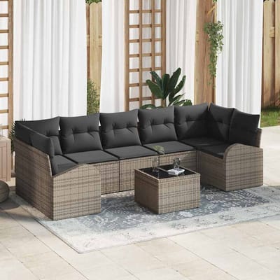 vidaXL - Tuinbank - Set - 8 - st - 7-Aantal - zitplaatsen - Grijs - poly - rattan