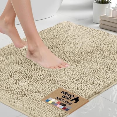 Badkamertapijt Chenille - Badmat Loper - Douche Vloertapijt - Sneldrogend Absorberend - 60 x 24 inch - Zand