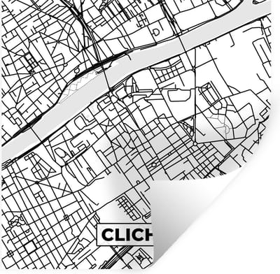 Muurstickers - Sticker Folie - Frankrijk - Clichy - Kaart - Plattegrond - Stadskaart - Zwart wit - 100x100 cm - Plakfolie - Muurstickers Kinderkamer - Zelfklevend Behang XXL - Zelfklevend behangpapier - Stickerfolie