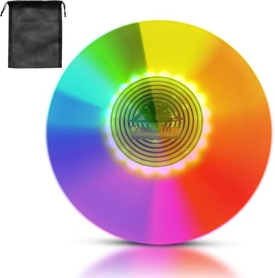 CosmoToys LED Frisbee - Kinderen en Hond - 7 Kleuren - 7 Lichtstanden - 3 Helderheidsopties - Inclusief Opbergtas - Wit