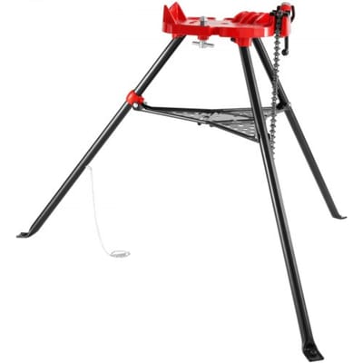 VEVOR Driepoot Pijpkettingklem met 1/8-6" Pijpstandaard Opvouwbare Stalen Poten Pijpsteunen met Gereedschapsbak Statiefkettingklem Ideaal voor een Verscheidenheid aan Pijpmaterialen