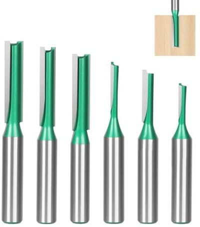 Freesset 8 mm - 6-delige groeffrees voor houtbewerking, Ø 3/4/5/6/7/8 mm, hardmetalen accessoires voor bovenfrees