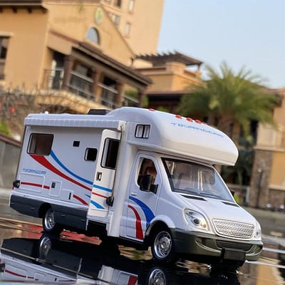 1:32 Diecast Luxe Camper Recreatief Voertuig Auto Model Metalen Camperbus Motorhome Toerwagen Model Geluid En Licht Kinder Speelgoed Cadeau