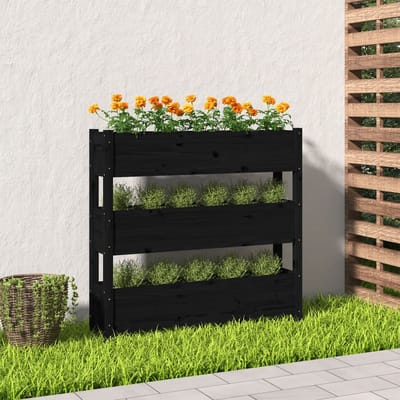 vidaXL - Plantenbak - 112x25x104,5 - cm - massief - grenenhout - zwart