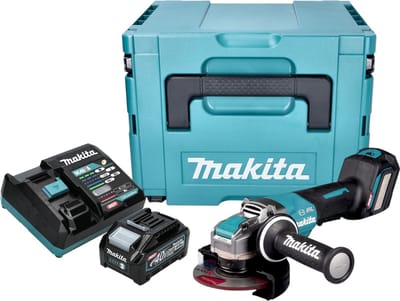 Makita GA 044 GM101 Accu haakse slijper 40 V max. 125 mm X-LOCK Brushless + 1x accu 4.0 Ah + lader + Makpac