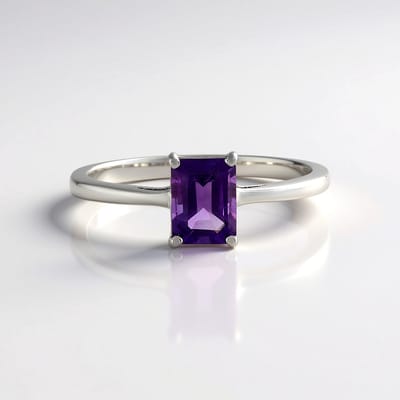 Cavill - Marokkaanse Amethist Ring 1 441 ct - 925 Geplatineerd Sterling Zilver - Achthoekig Slijpsel - Elegante Paarse Edelsteen - Maat 20 en 21