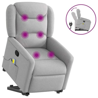 vidaXL - Sta-op-massagestoel - verstelbaar - stof - wolk - grijs