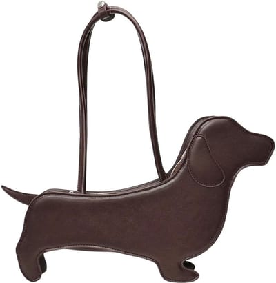 Cartoon Schoudertas - Honden Handtas - Dierenstijl Accessoire - Uniek Hond Ontwerp - 39x26x8 cm - Bruin