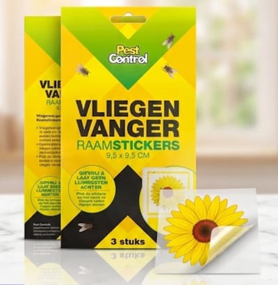 Vliegenvanger Raamstickers – 3 Stuks – Vliegenval voor Raam – Transparante Vliegenstickers – Geurloos & Effectief tegen Vliegen – 9,5 x 9,5 cm