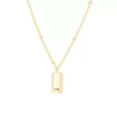 WeLoveSilver - Goudkleurige ketting - chirurgisch staal - bolletjes & rechthoek