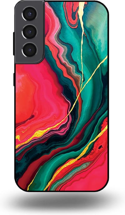 Smartphonica Telefoonhoesje Geschikt voor Samsung Galaxy S22 Plus met Rood Groen Marmer Opdruk - TPU Backcover Case Red Green Marble Design geschikt voor Samsung Galaxy S22 Plus