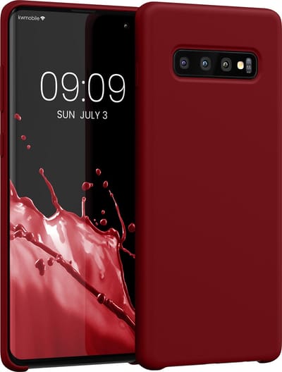 kwmobile telefoonhoesje geschikt voor Samsung Galaxy S10 Plus / S10+ - Hoesje met siliconen coating - Smartphone case in rabarber rood