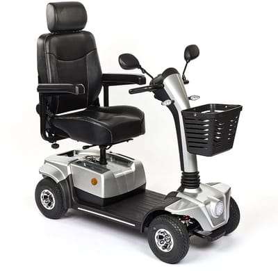 Scootmobiel Elite Max Super - Snelheid tot 12 km/u - Bereik tot 40 km - Comfort stoel - Zilver - 4 wielen - Luchtbanden - Inclusief mand, oplader en spiegels - Scootplaza
