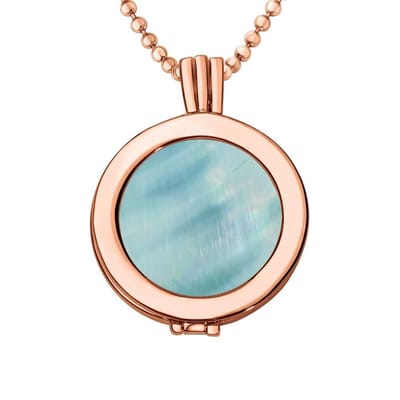 Quiges - Munthouder met Ketting en Munt 25mm Schelp Lichtblauw - Rose Goudkleurig - EPRHZ321