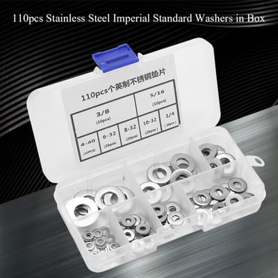 110 stuks Imperiale Standaard RVS Platte Ringen Assortimentskit met Doos