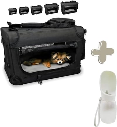 Hondenbox Transportbox - Hondentas Reismand - Veilig Transport - Opvouwbaar Draagbaar - 81 x 58 x 58 cm - Antraciet