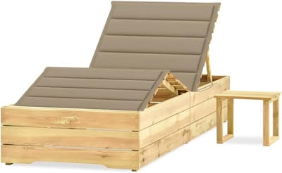 ShGaxin Tuinligstoel met tafel en kussen grenen geïmpregneerd, ligstoelen, tuinligstoelen voor buiten, relaxstoelen