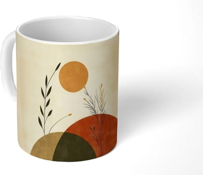 Mok - Koffiemok - Planten - Abstract - Vormen - Mokken - 350 ML - Beker - Koffiemokken - Theemok