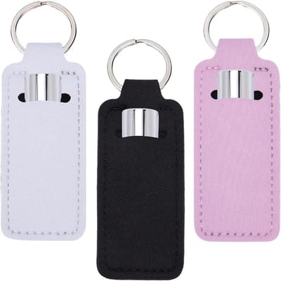 EGoods - Zwarte Chapstick Houder Sleutelhanger Pouch Neopreen Lipstick Case voor Vrouwen Make-up Opbergtas