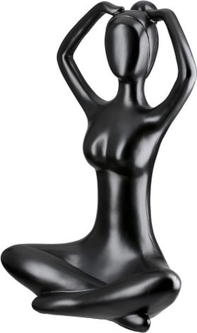 Gilde Handwerk - Beeld - Sculptuur - Yoga - Meditatie - Vrouw - Polyresin - Zwart - 12x16x29cm