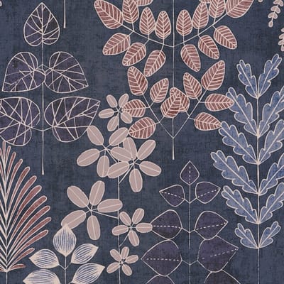 Landelijk behang Profhome 791494-GU vliesbehang hardvinyl warmdruk in reliëf licht gestructureerd met bloemmotief mat blauw pastelviolet crèmewit lichtblauw 5,33 m2