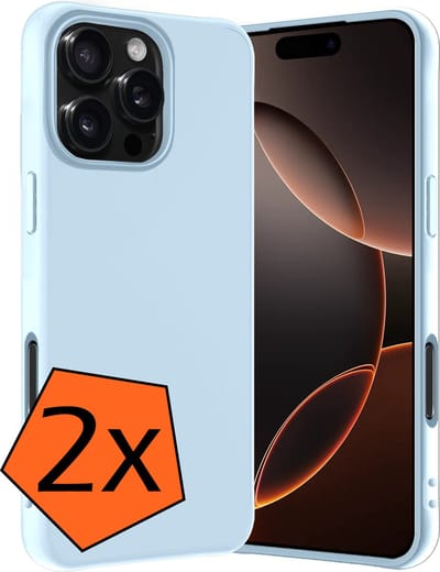 Hoes - 2 Stuks - Geschikt voor Apple iPhone 16 Pro - Sterk & Shockproof - Case Siliconen - Back Cover - Telefoon Hoes - Lichtblauw