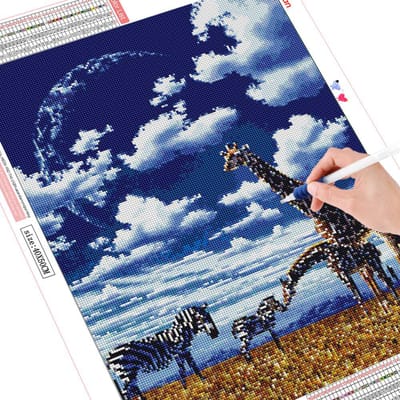 Peinture diamant, point de croix, girafe, mosaïque, broderie animale 20X30CM gray
