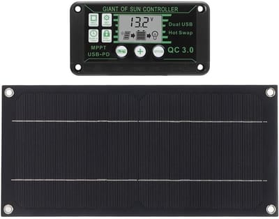 Zonnepaneel Kit - Draagbare Energie - Off-Grid Stroom - MPPT Controller - 30 x 14.5cm - Zwart