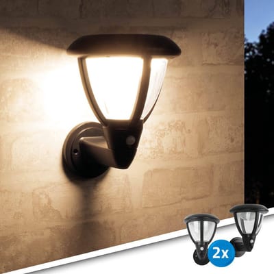 Solar wandlamp buiten 'Daisy' - Set van 2 stuks - Met bewegingssensor - 95 lumen - Warm wit licht (2700K) - IP44 - Tuinverlichting op zonne-energie geschikt voor schutting