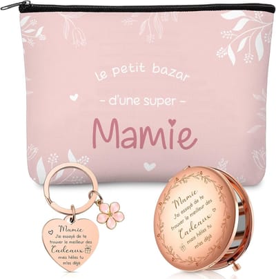 Cadeauset Vrouwen - Make-up Tas Spiegel - Dagelijks Gebruik - Met Gravure - 23 x 16 cm - Roségoud