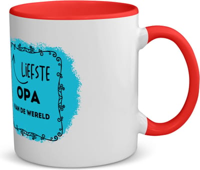 Akyol - liefste opa van de wereld koffiemok - theemok - rood - Opa - de liefste opa - verjaardag - cadeautje voor opa - opa artikelen - kado - geschenk - 350 ML inhoud