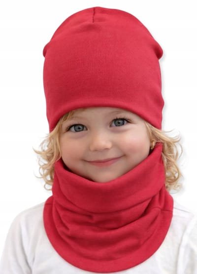 Dartomik Serie - Kinder Set Hoed + Sjaal - 46/50 - Rood - Katoen & Lycra