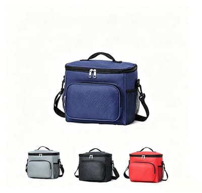 KZQ Geïsoleerde Lunchtas - Herbruikbare, geïsoleerde lunchtas, waterdicht en lekvrij - Met verstelbare schouderband, opvouwbaar - Unisex, geschikt voor werk en picknicks -Marineblauw