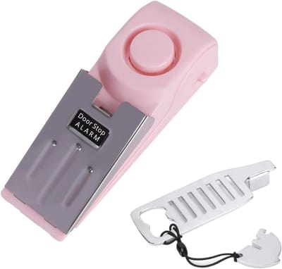 Draagbare Deurslot - Deurstop Alarm - Reis Veiligheid - Dubbele Beveiliging - 14 x 4 5 cm - Roze