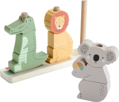 Fisher Price Houten sorteer- en stapeldieren Grijp- en bijtspeelgoed