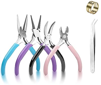 4-delige Tangset voor Sieraden Maken en Reparatie - Punttang, Zijsnijder, Ronde Tang en Draadsnijder, 11,4 cm