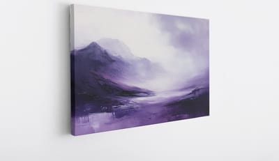Saammp Canvas Schilderij - Paars - minimalistische kunst - Wit - Abstracte - 40x30 - Foto op canvas - Wanddecoratie - Muurdecoratie Woonkamer - Kantoor Decoratie